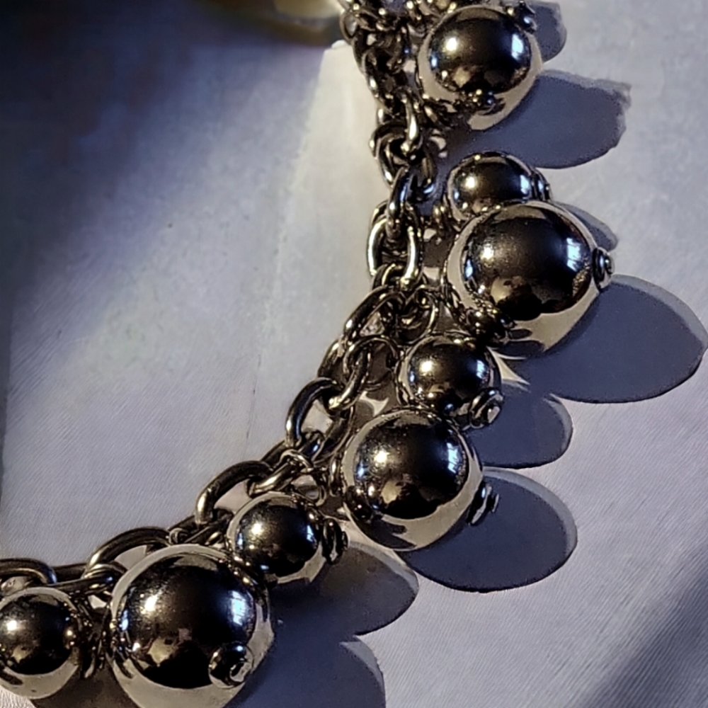 Chunky Mirror Chrome Sphere Balls Heavy Chain Necklace